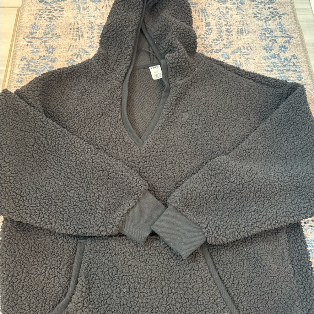 PINK Victoria's Secret Gray Sherpa Hoodie